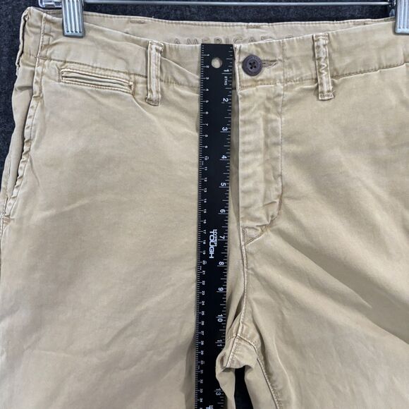 American Eagle Pants Mens 29x30 Khaki Stretch Chino Casual Flat Front Tan - Picture 7 of 9